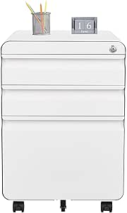 MIIIKO 3 Drawer File Cabinet with Lock for Home Office