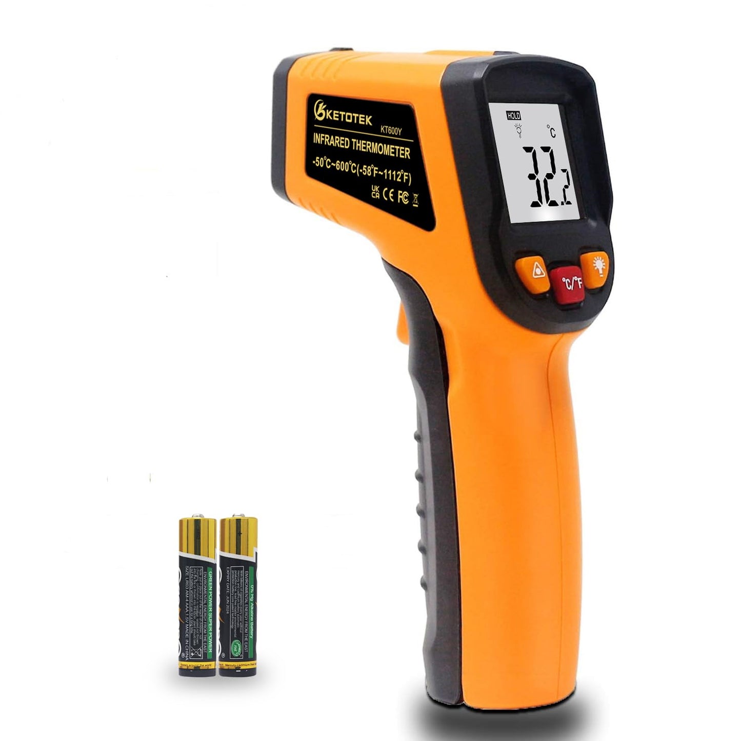 KETOTEK Infrared Thermometer -58F-1112 F | Non-Contact, Accurate Readings