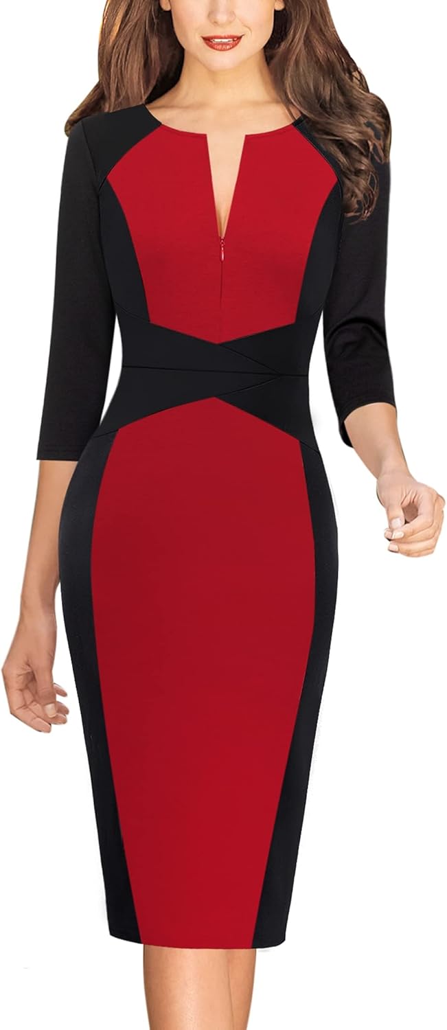 VFSHOW Womens Slim Zipper Up Bodycon Pencil Sheath Dress Review