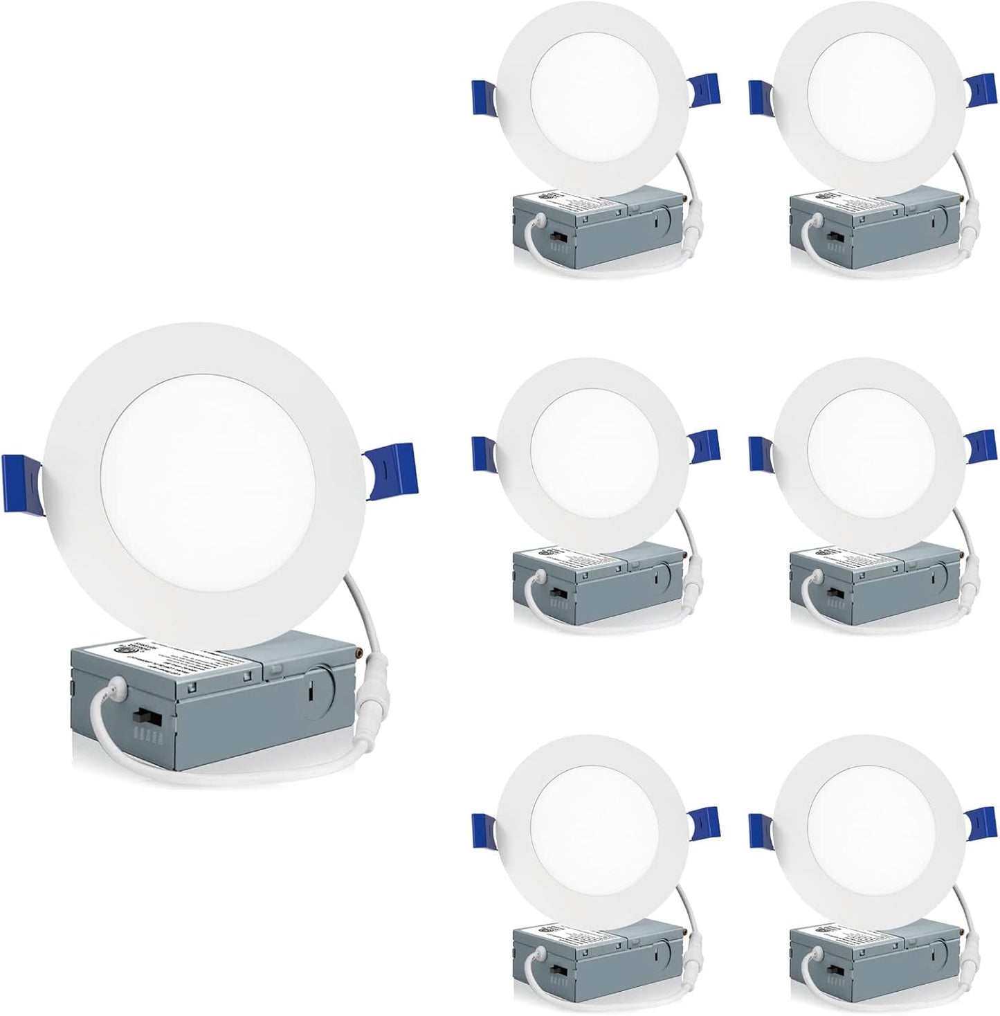 4 Inch LED Recessed Ceiling Light with Junction Box - 6 Pack