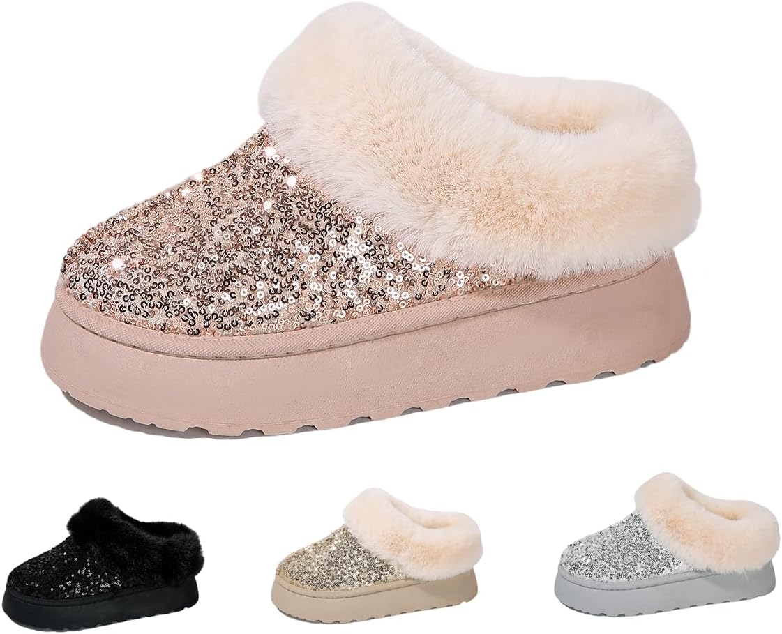 Cozy Glitter Platform Boots for Winter ~ ZJWBB