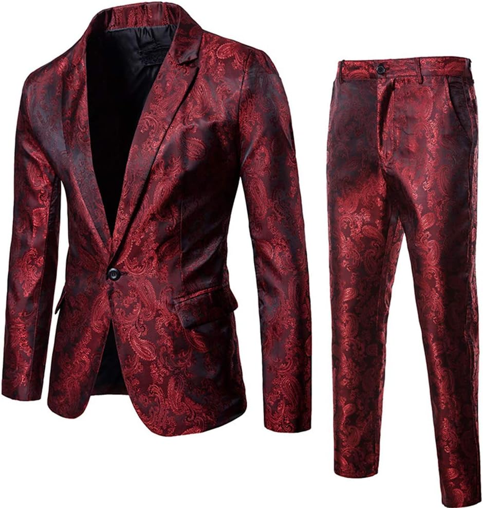 Stylish Cloudstyle Mens 2 Piece Paisley Dress Suit for Events