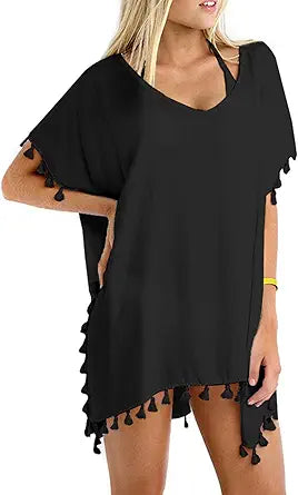 GDKEY Women Chiffon Tassel Swimsuit Beach Cover Up for Style