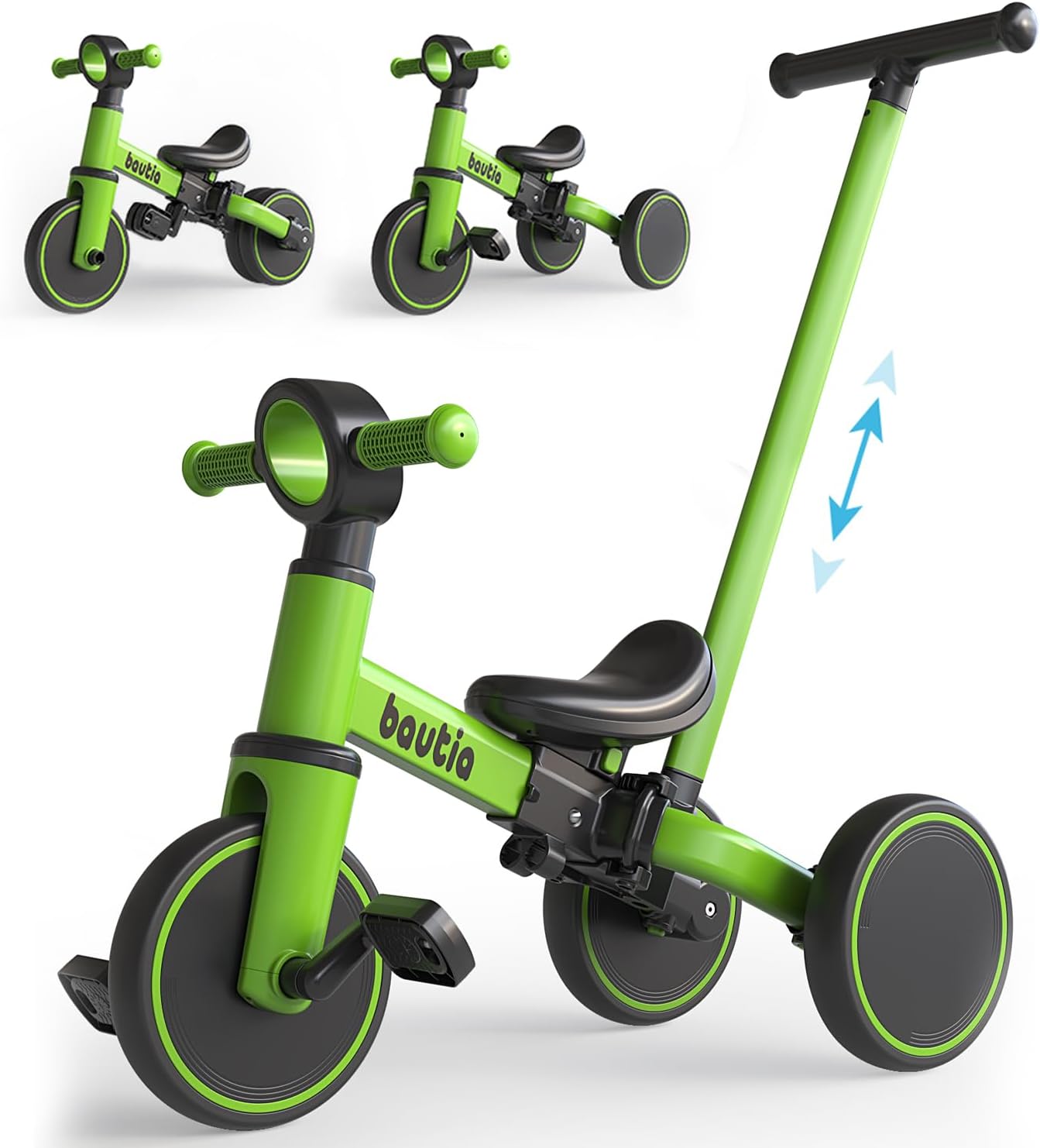 Kids Tricycle for Toddlers 1-3 with Push Handle and 5 Modes