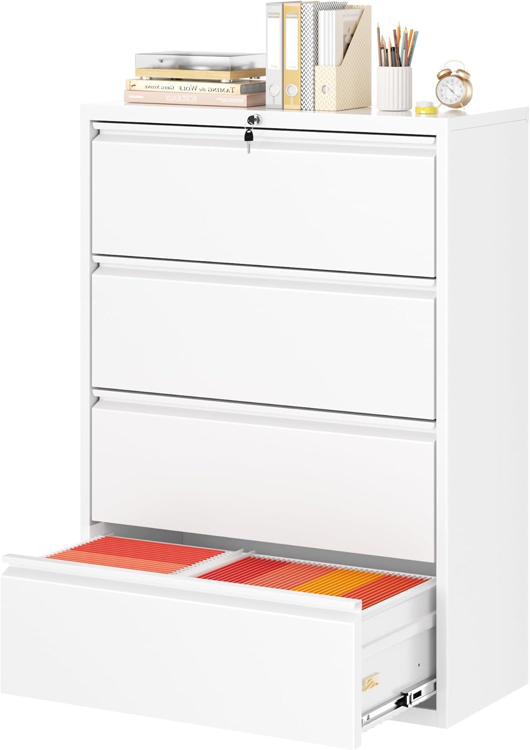 Greenvelly 4 Drawer Lateral File Cabinet with Lock for Home Office
