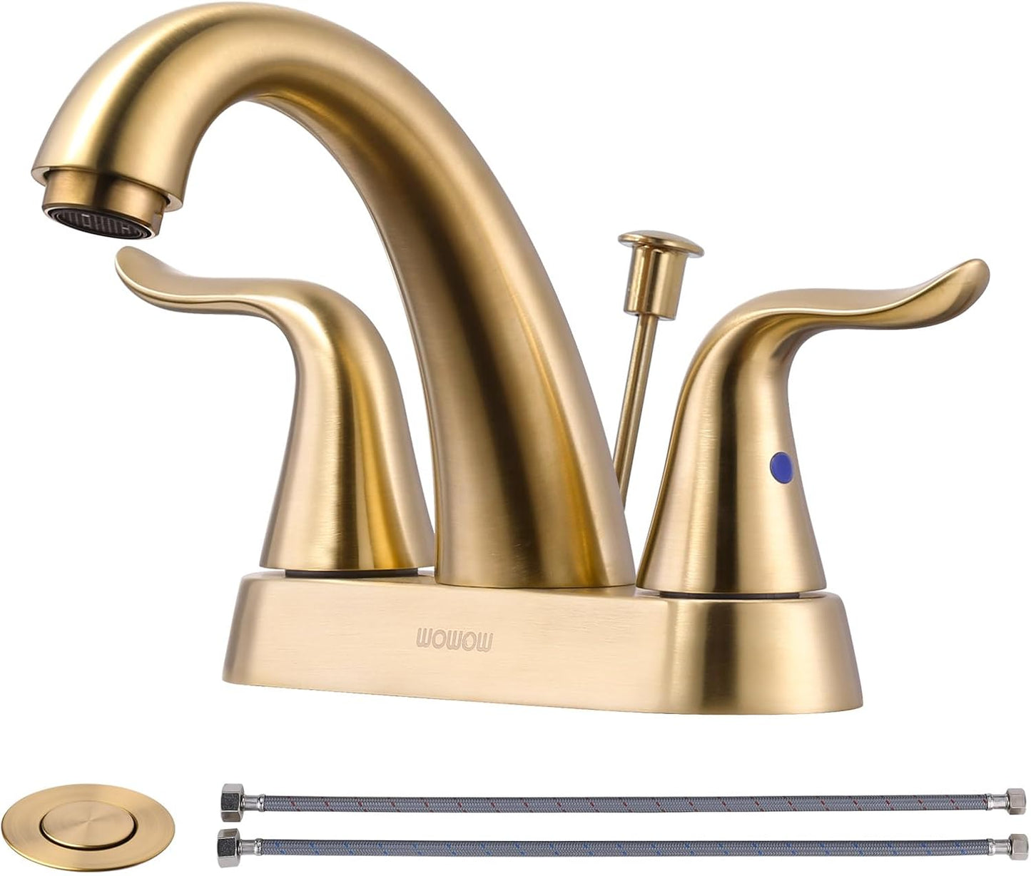 WOWOW 4 Inch Bathroom Sink Faucet in Brushed Gold Finish