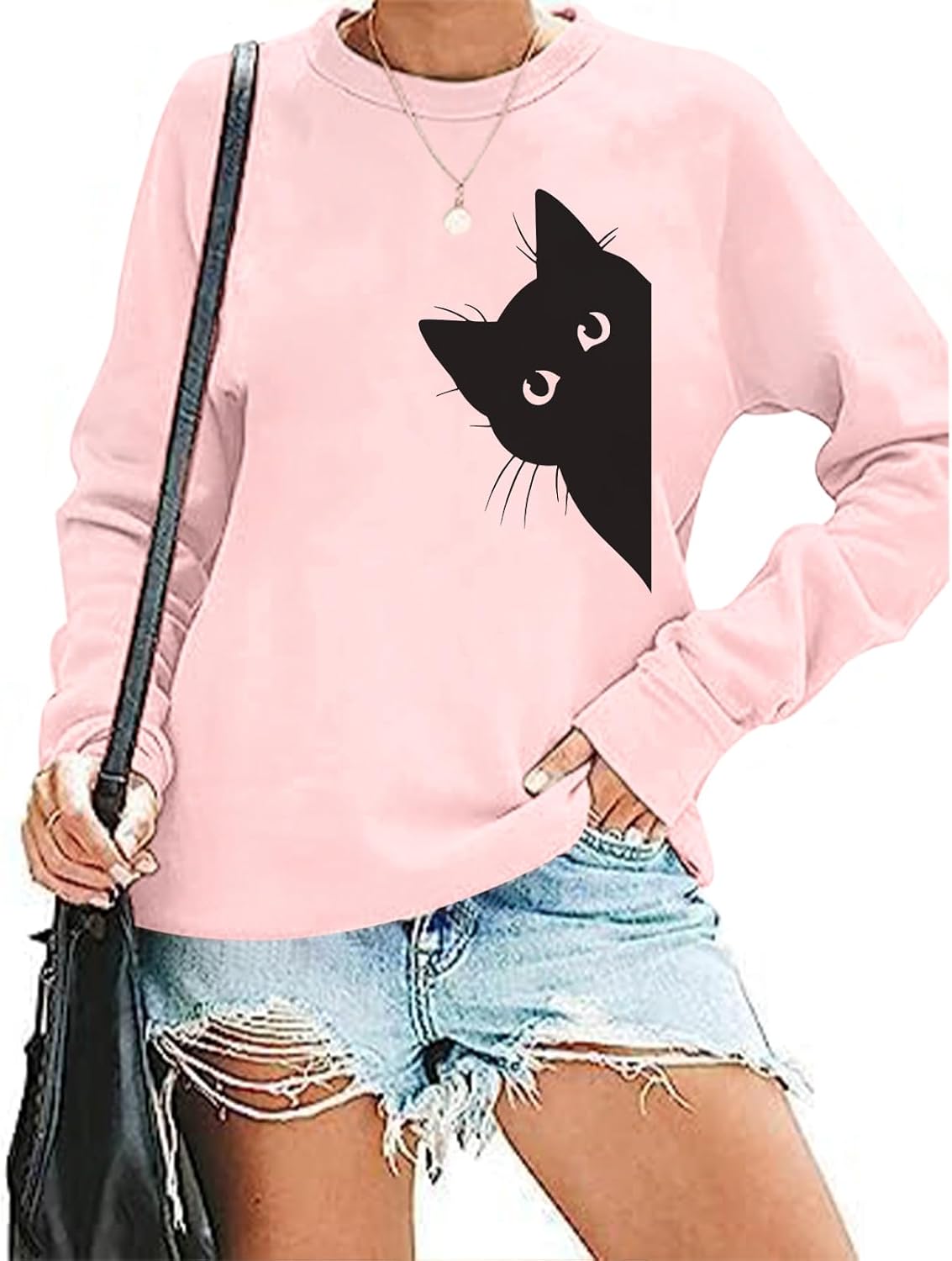 Cute Cat Graphic Hoodie for Funny Women