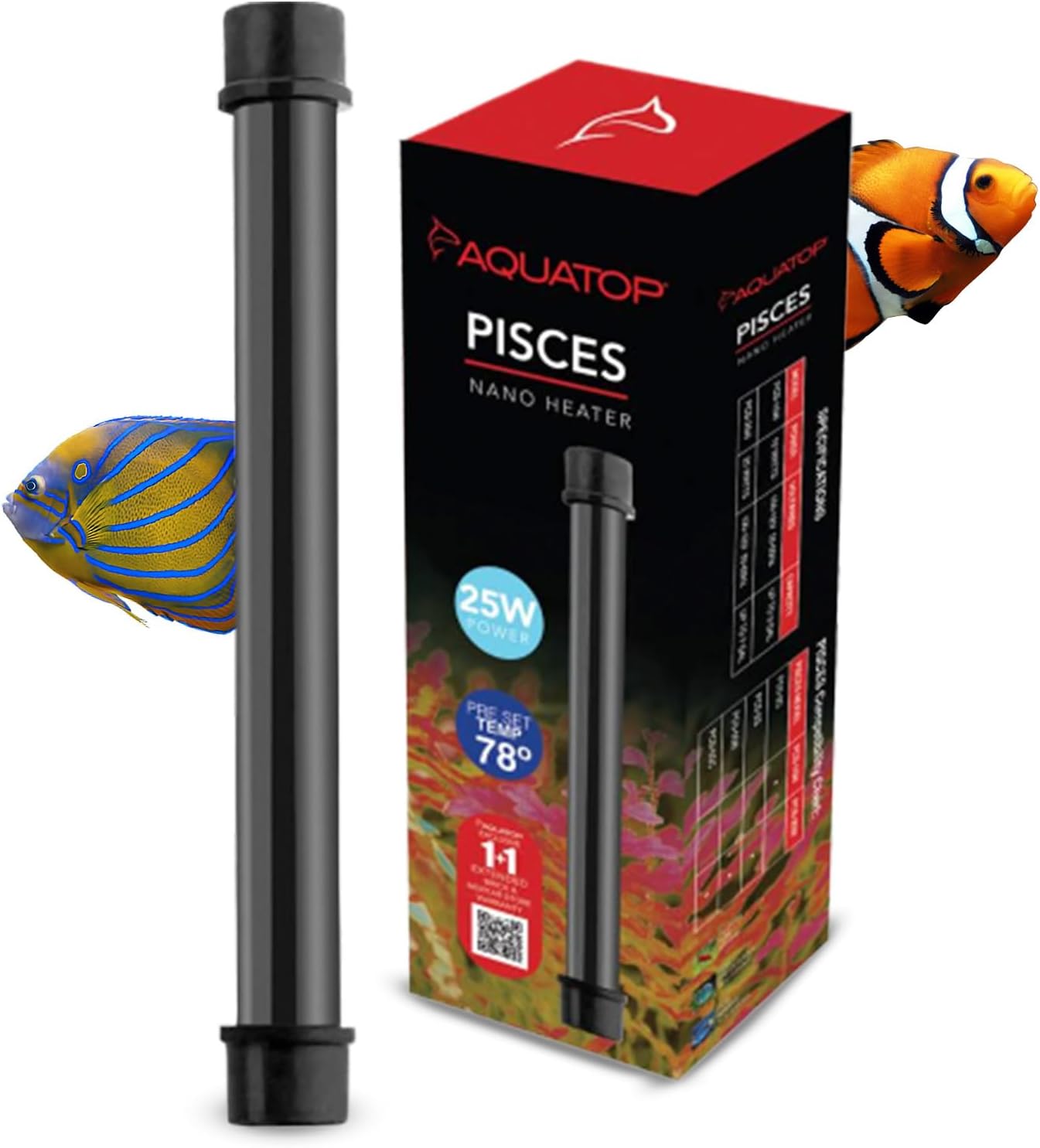 Aquatop 25W Nano Heater: Fully Submersible, Preset 78F for Small Tanks