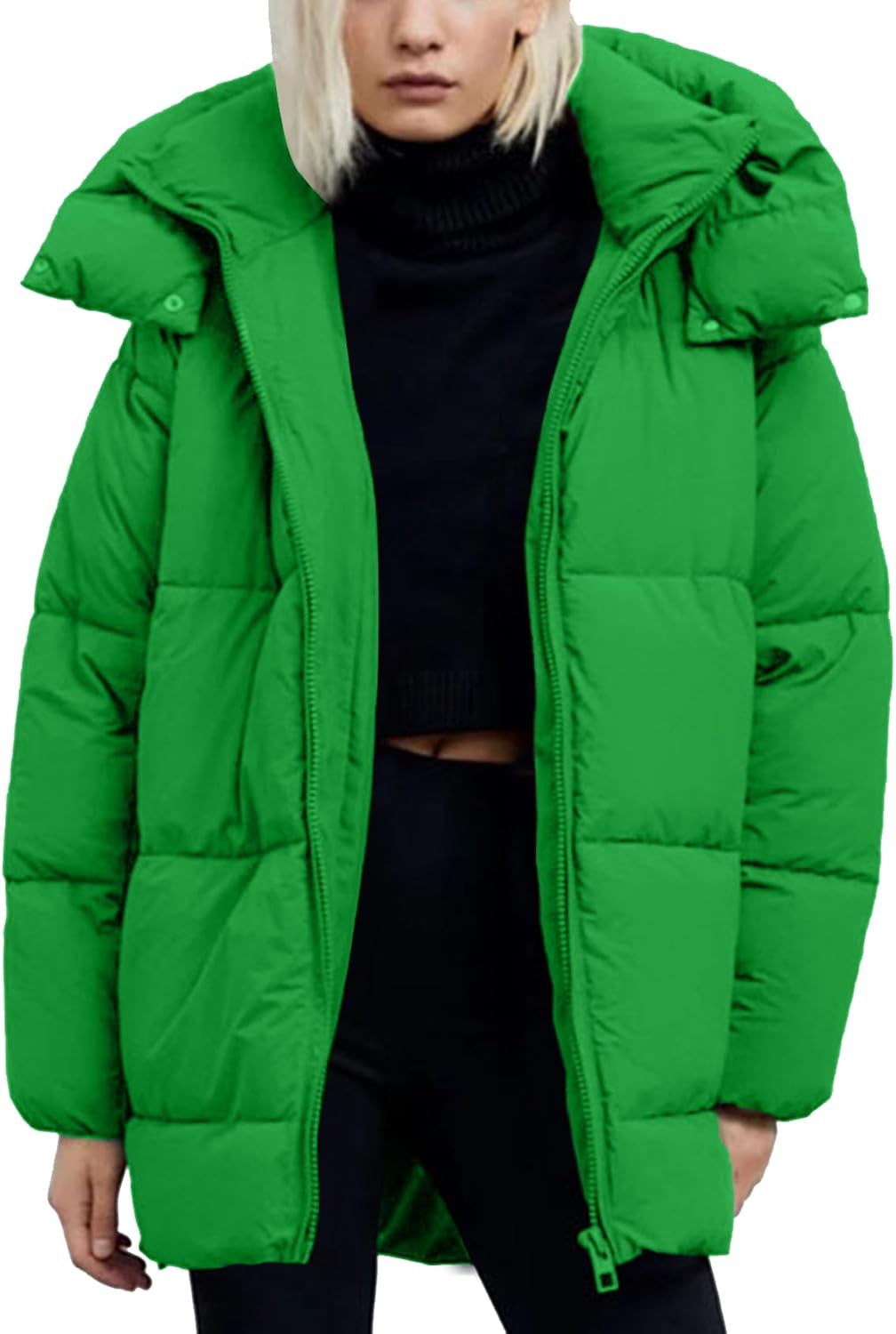 Flygo Womens Hooded Quilted Puffer Jacket for Winter Warmth