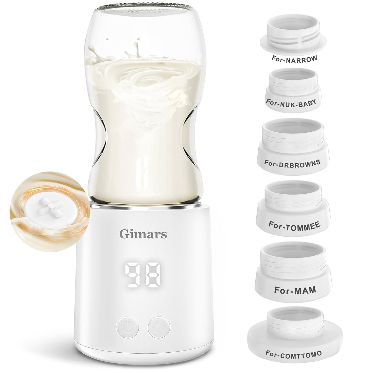 Gimars Portable Mixer Bottle Warmer - Quick Charge, Cordless Design