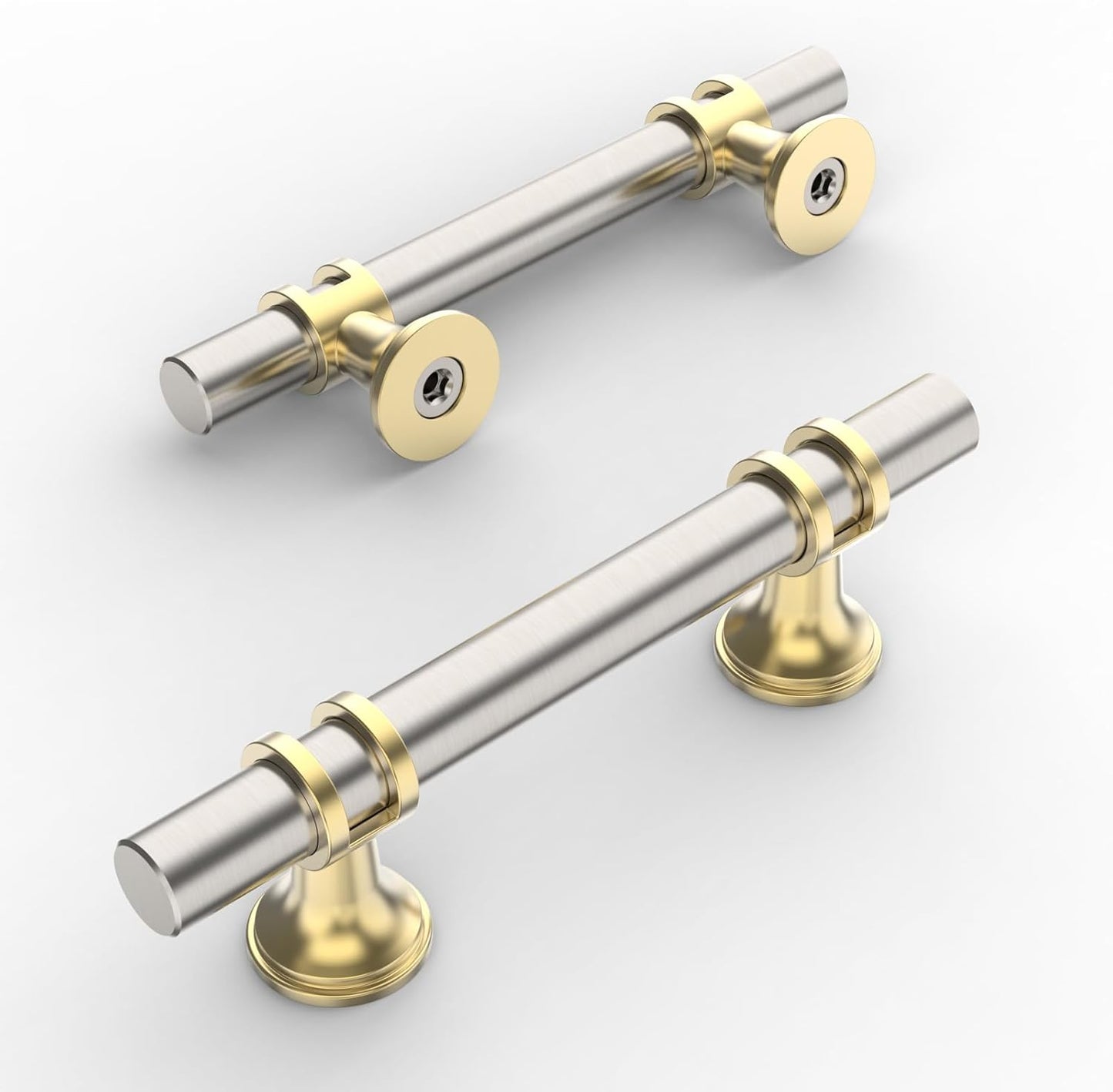 Amerdeco 10 Pack Brushed Satin Nickel and Gold Cabinet Pulls