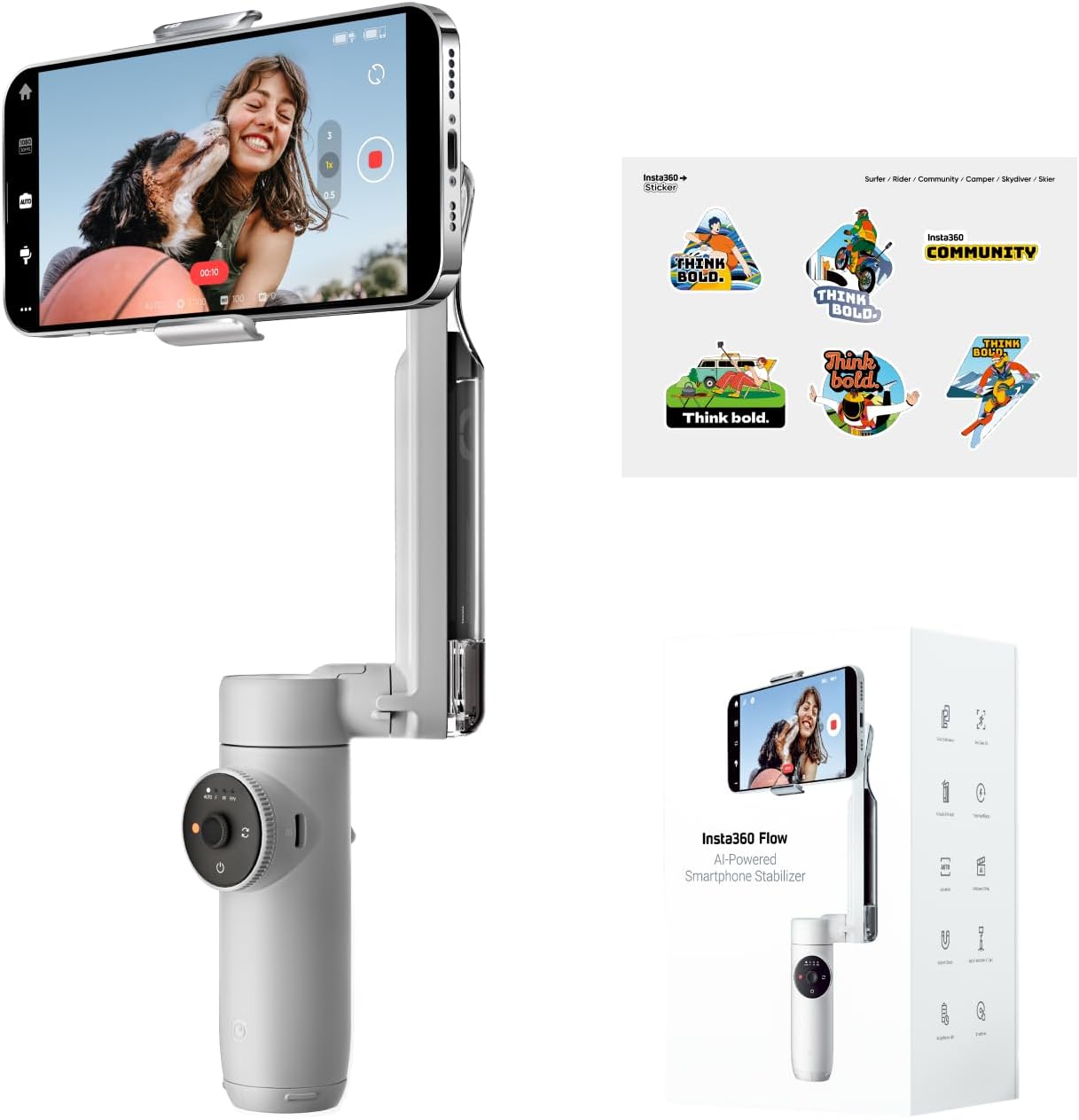 Insta360 Flow Gimbal Stabilizer - 3-Axis Stabilization & Tripod