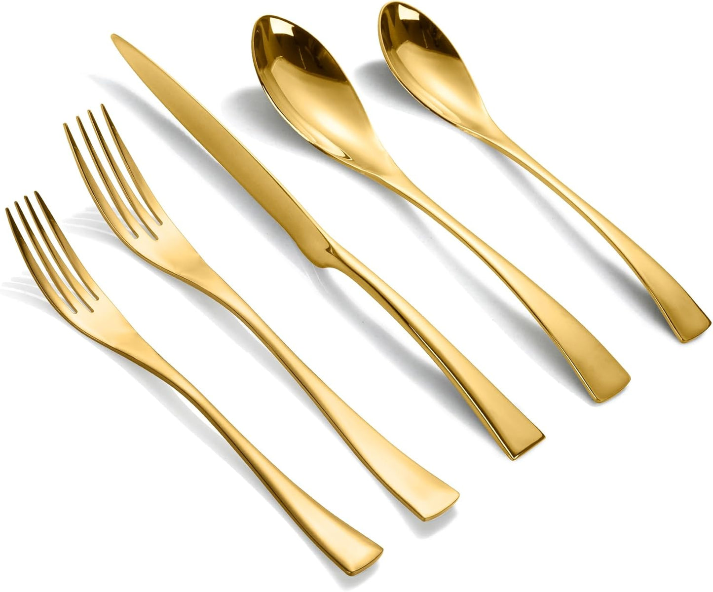 Lemeya 20-Piece Gold Silverware Set for 4, Modern Flatware