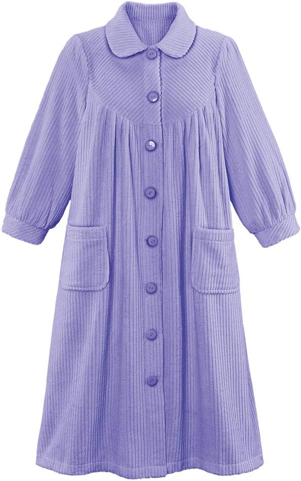 Plush Fleece Button Front Robe with Pockets for Cozy Comfort
