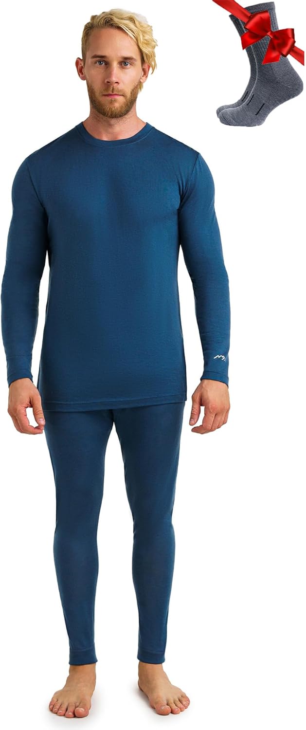 Merino Wool Base Layer Mens Set - Heavyweight, Midweight, Lite