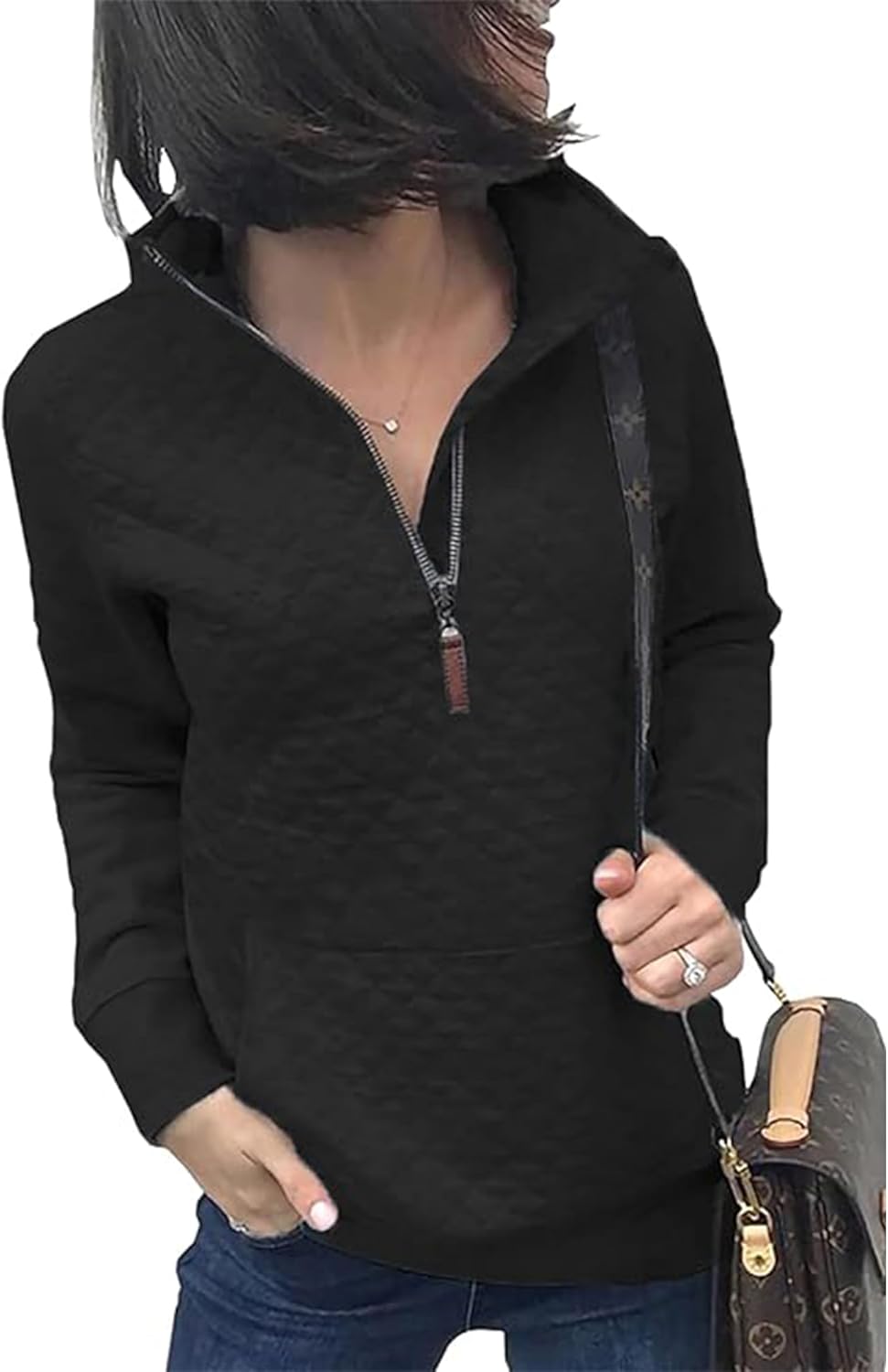 Stylish Lightweight Quilted Pattern Sweatshirt for Women