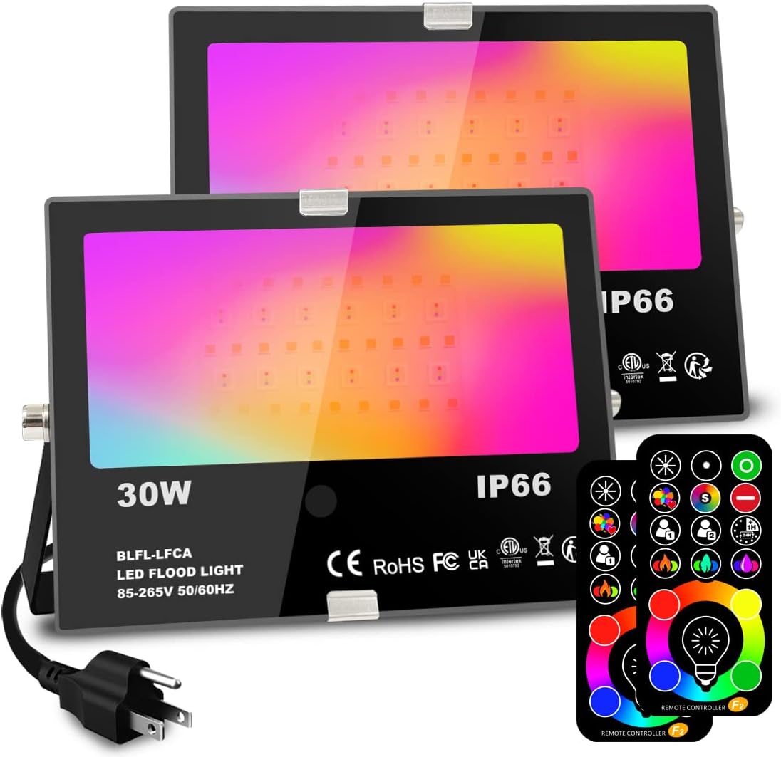 MELPO 30W LED Flood Light Outdoor with Color Changing RGB Options