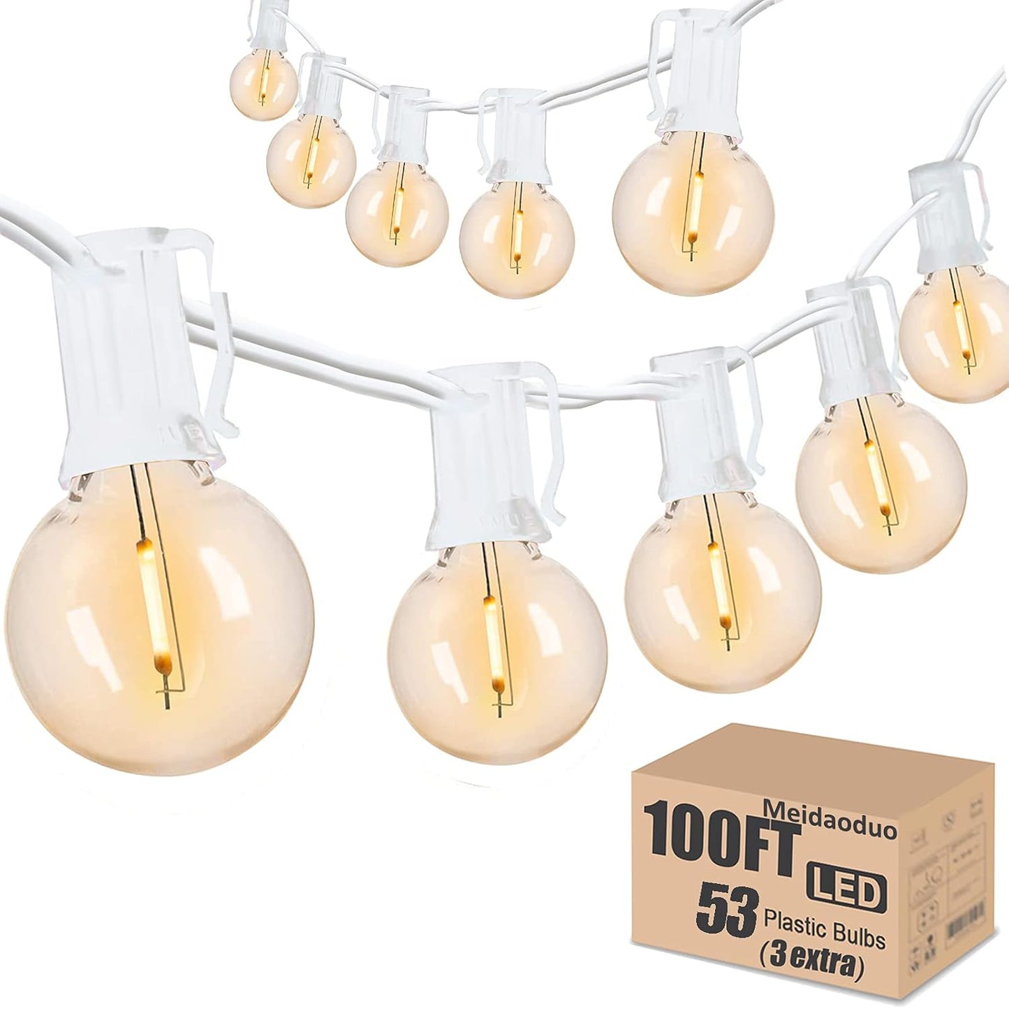 Outdoor String Lights Waterproof 100FT G40 Globe Lights for Events