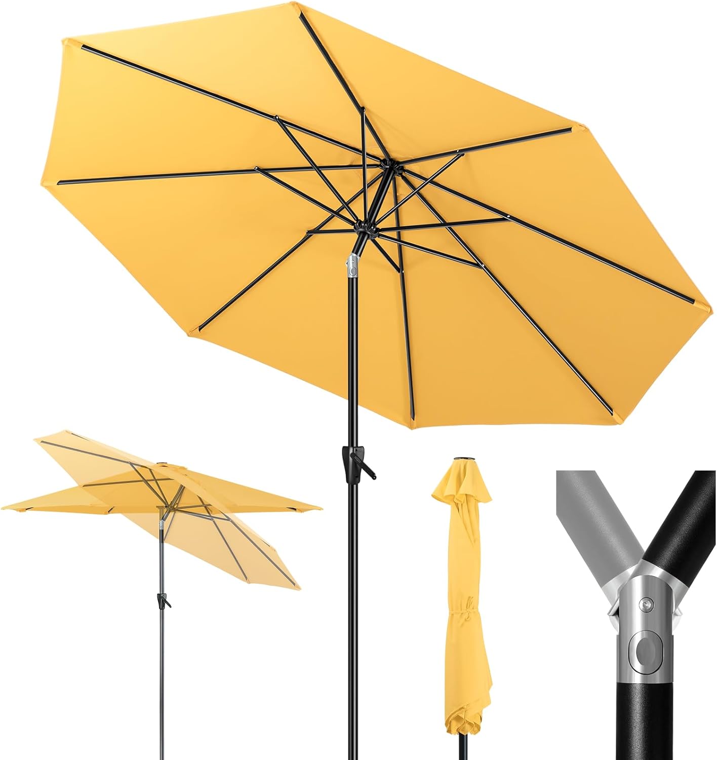 Tempera Patio Market Outdoor Table Umbrella with Crank & Tilt
