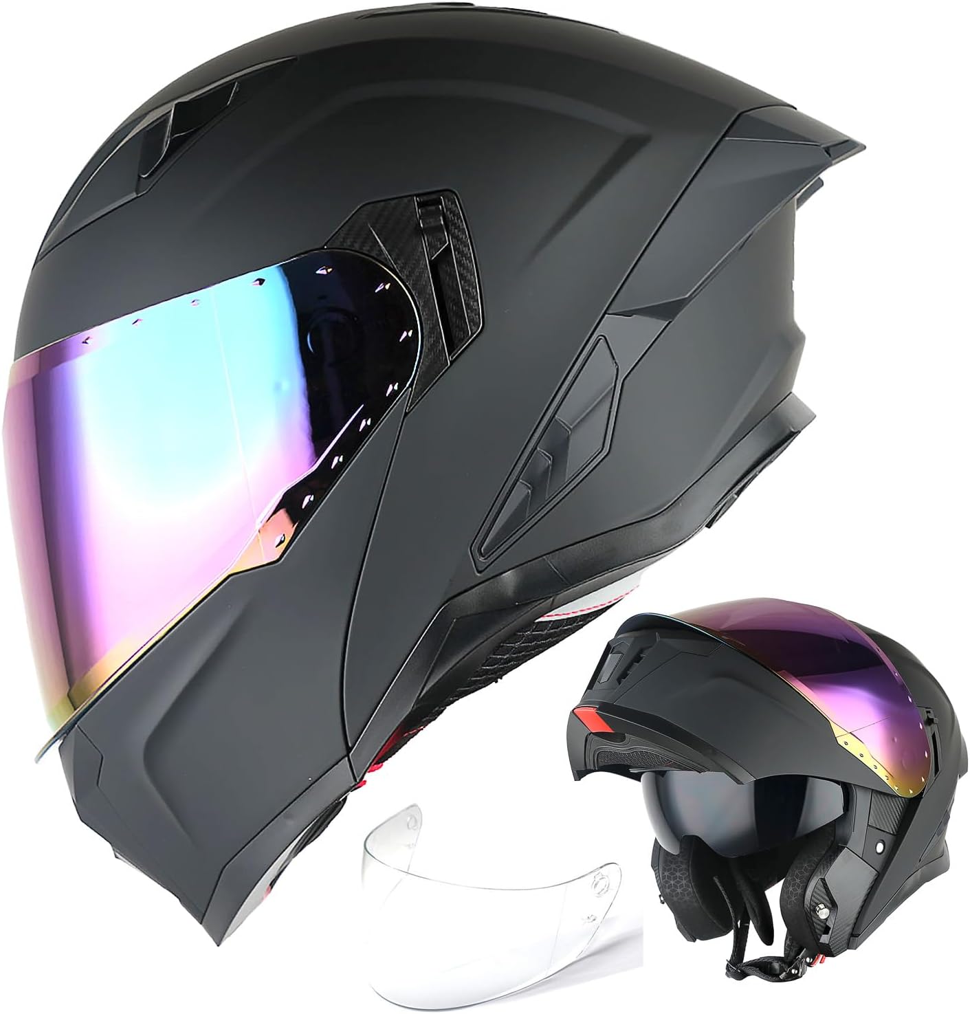 1Storm Motorcycle Modular Helmet with Dual Visor and Extra Shield