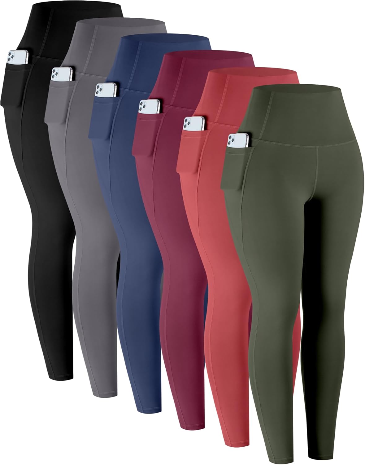 LZYVOO Leggings with Pockets for Women - 6 Pack High Waisted