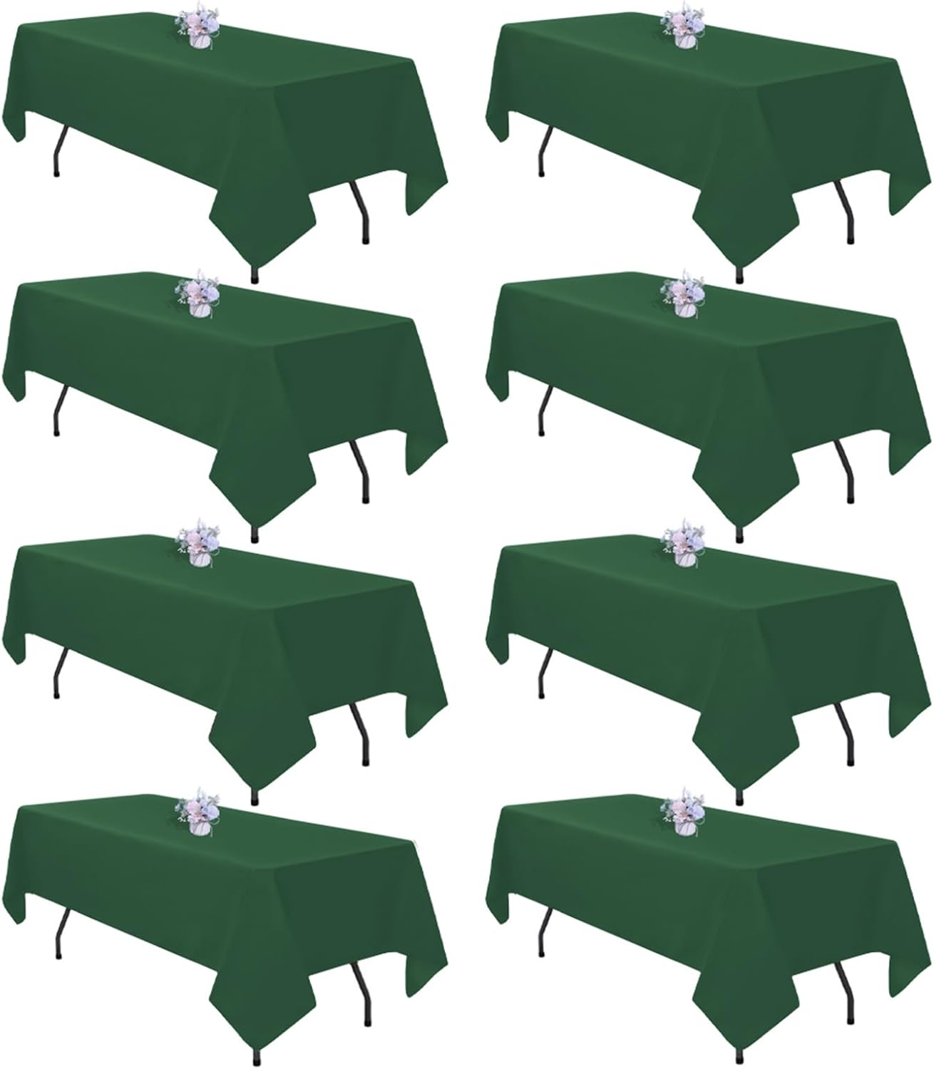 Dark Green Tablecloth 60x102 Inch by pepmily - 8 Pack