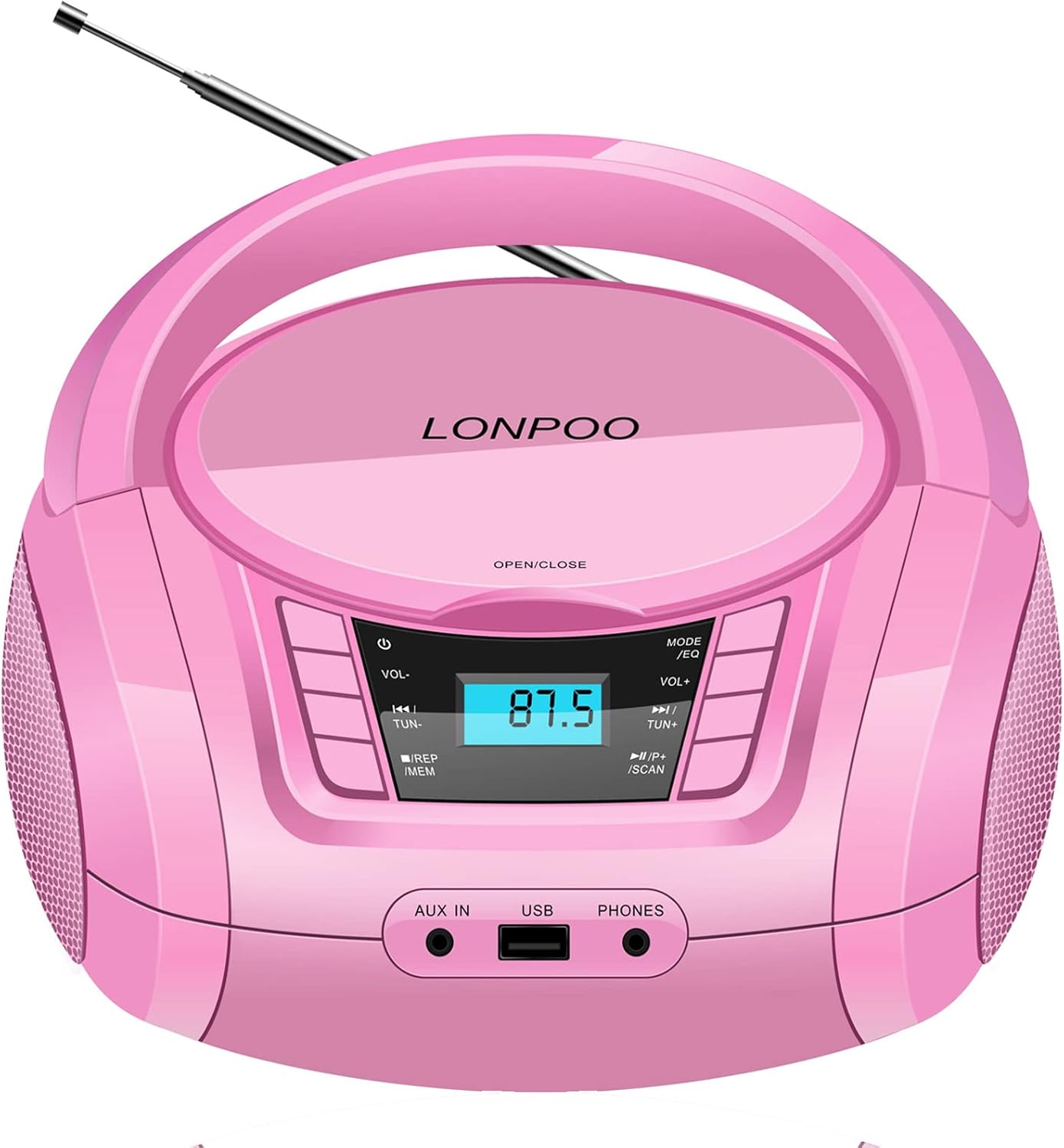 LONPOO Portable Boombox with CD Player and Bluetooth Features