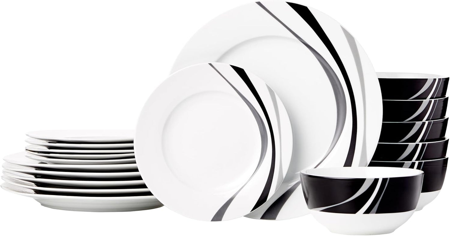 18-Piece Dinnerware Set with Swirl Pattern for 6 People