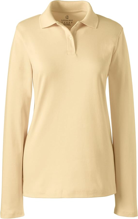 Lands' End Women's Long Sleeve Feminine Fit Interlock Polo Shirt