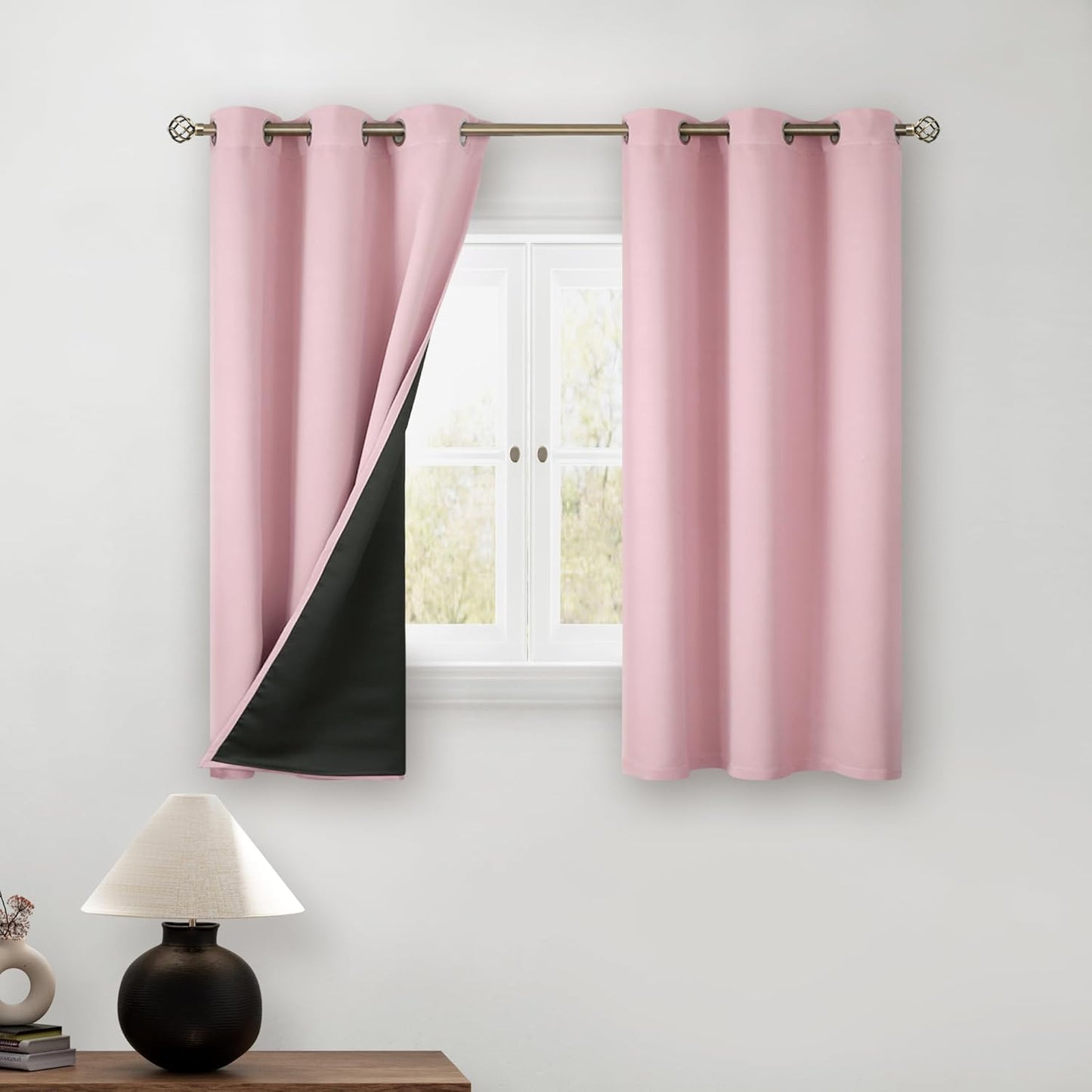 BGment Baby Pink Blackout Curtains for Girls Bedroom 45 in