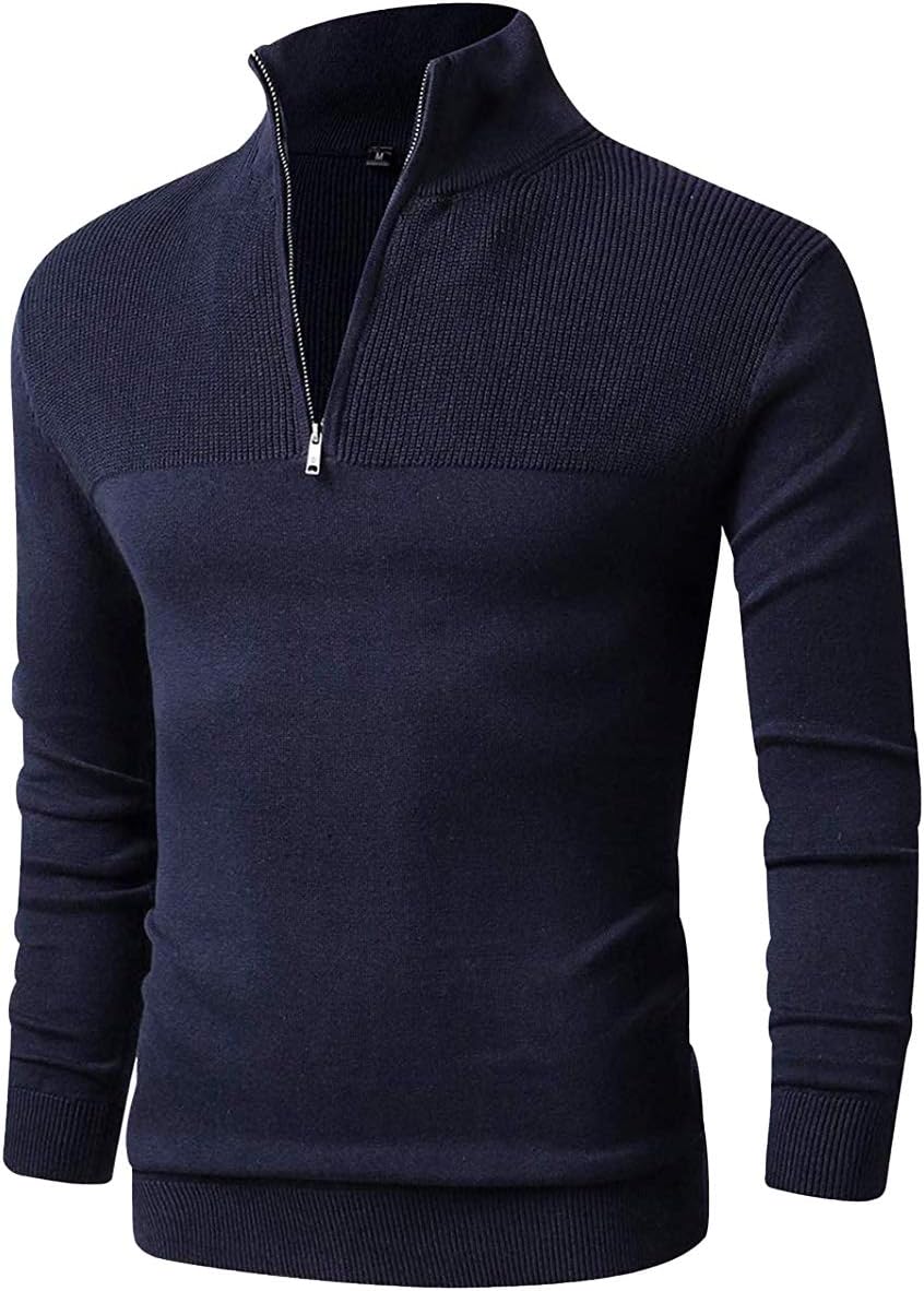 LTIFONE Men Sweaters Quarter Zip Pullover for Business Casual Wear