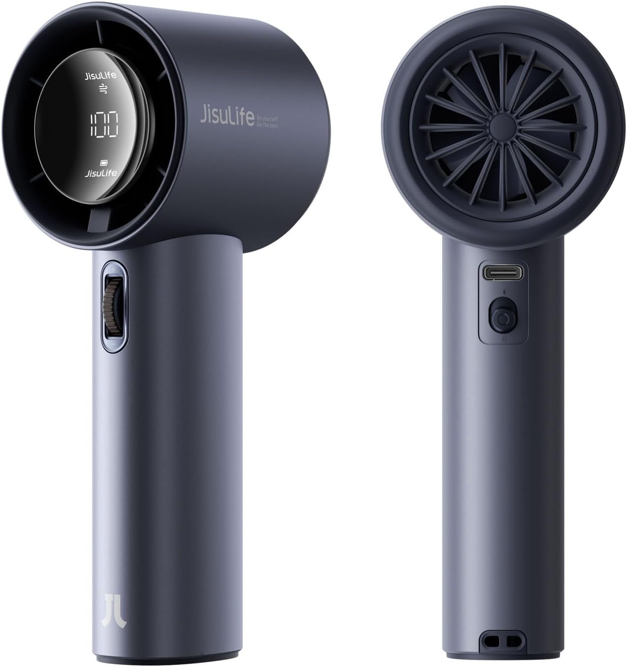 JISULIFE Turbo Handheld Fan: Adjustable Speed, Rechargeable, 3600mAh Battery