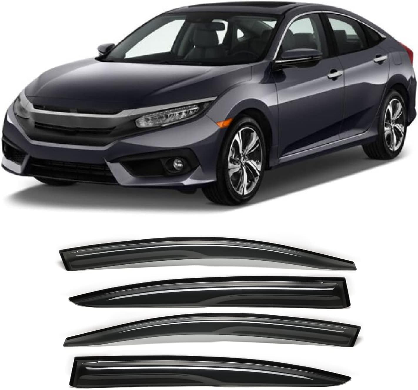 Tape-On Rain Guard for 2012-2016 Honda Civic Sedan Windows