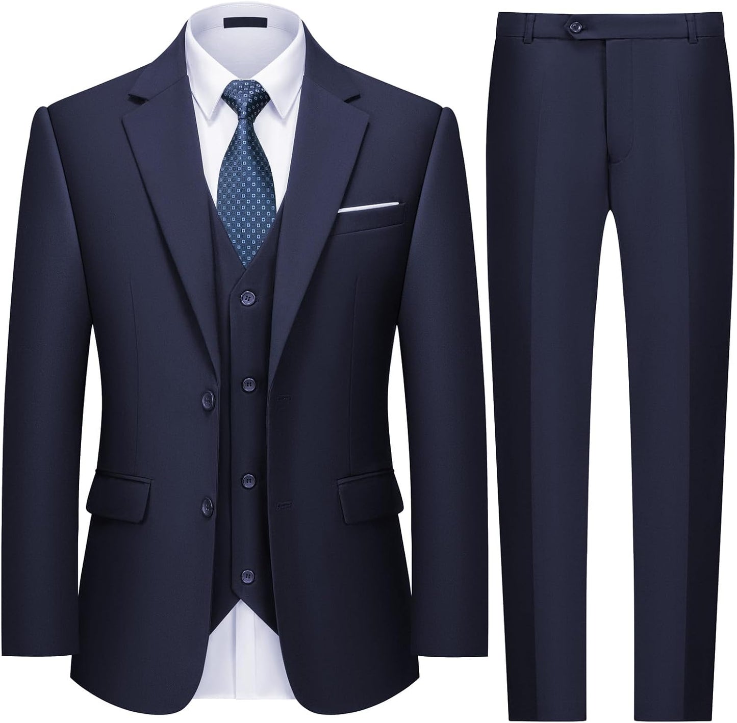 MAGE MALE Mens Two Button 3-Piece Slim Fit Tuxedo Set