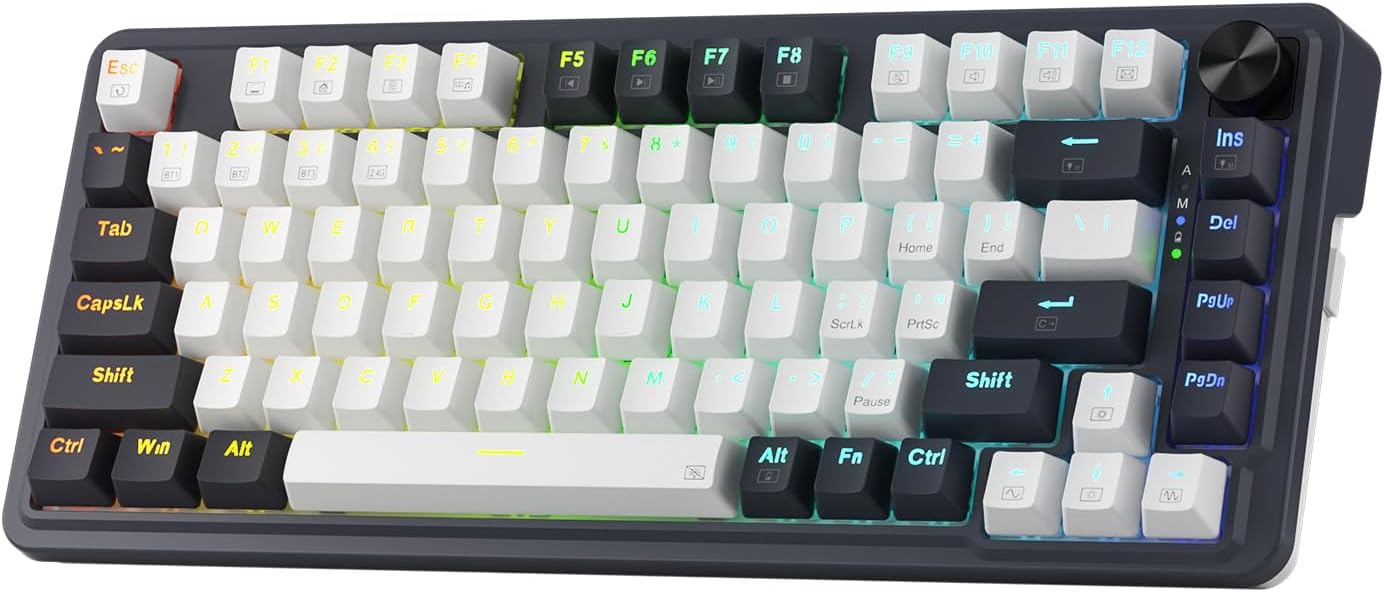 Redragon K673 PRO 75% Wireless RGB Keyboard - Hot-Swap Socket, Knob Control & Sound Absorbing Pads