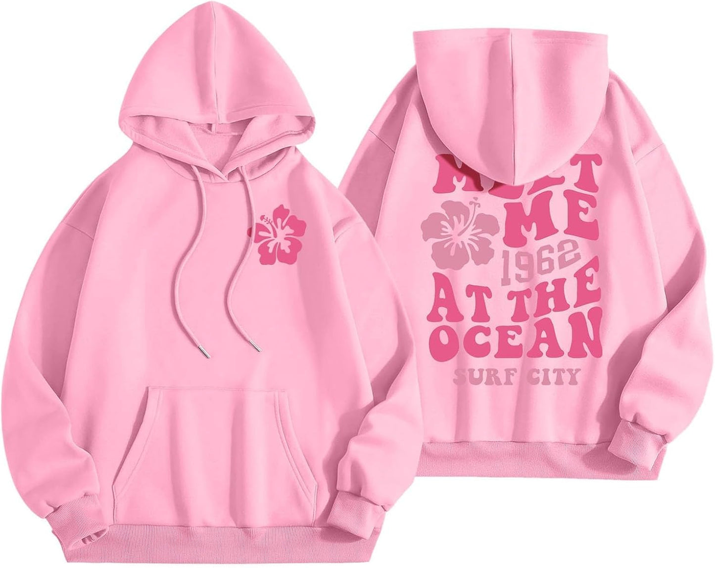 Cute Oversized Pink Hoodie for Teen Girls
