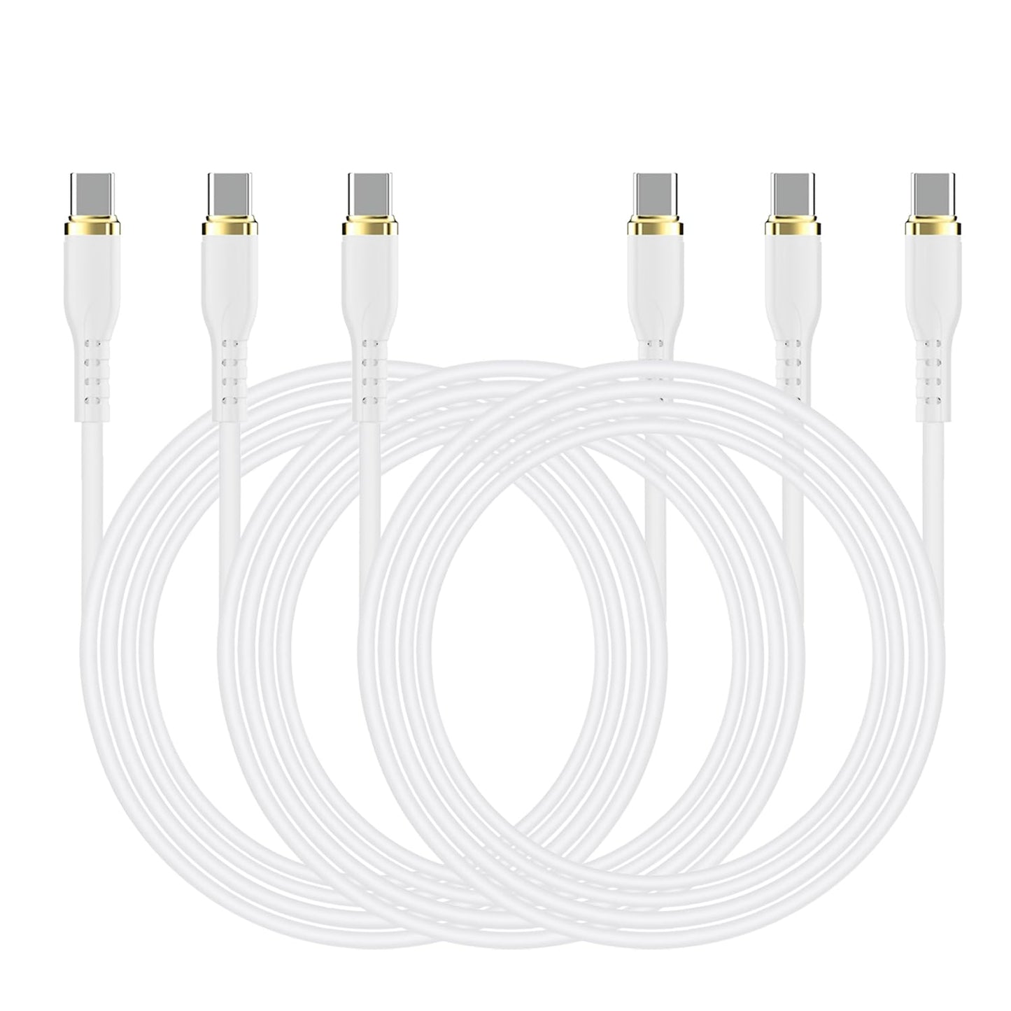 Fast Charge 3-Pack USB C Cables for iPhone Galaxy MacBook