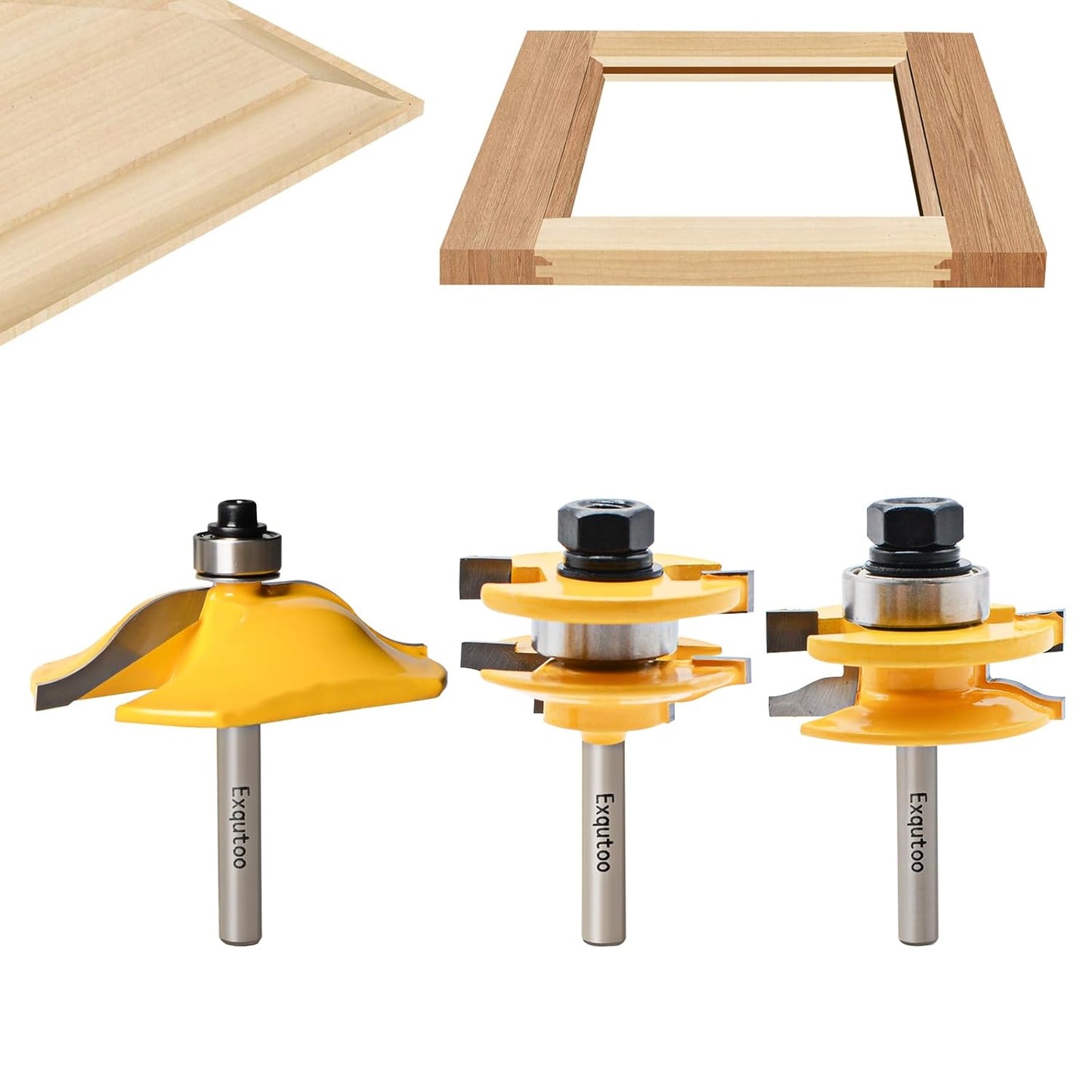 3PCS 1/4 Shank Router Bit Set for Cabinet Door Making