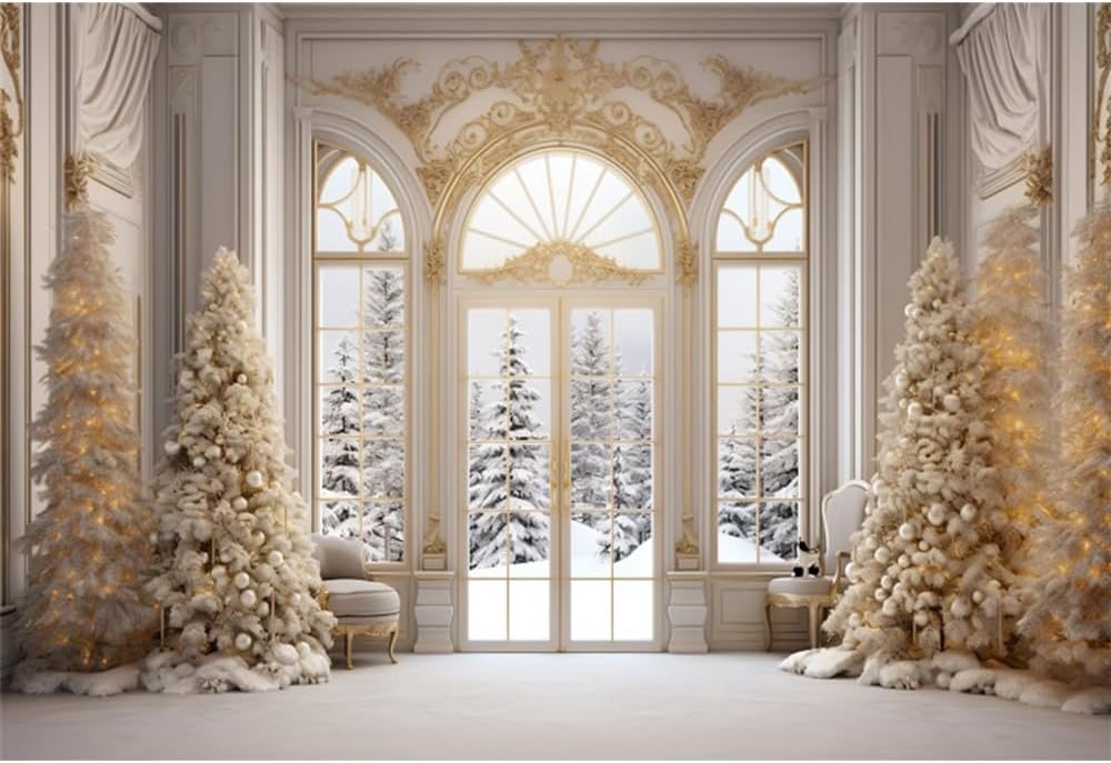 Elegant Christmas Backdrop for Winter Party Decoration 12x8ft