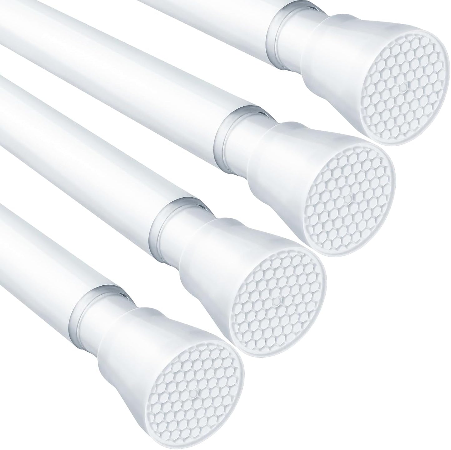 Adjustable 4 Pack White Tension Curtain Rod for Windows 28 to 48 in