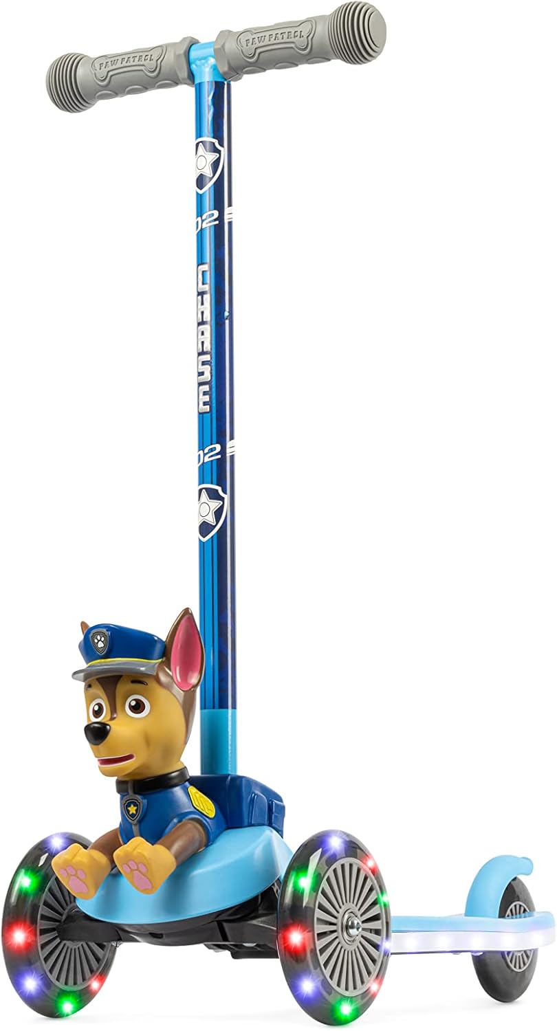 Paw Patrol Chase Kick Scooter for Kids with Light Up Wheels