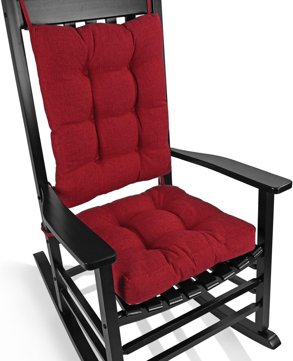 BUYUE Chair Cushion Set for Rocking Chair with Ties, Red