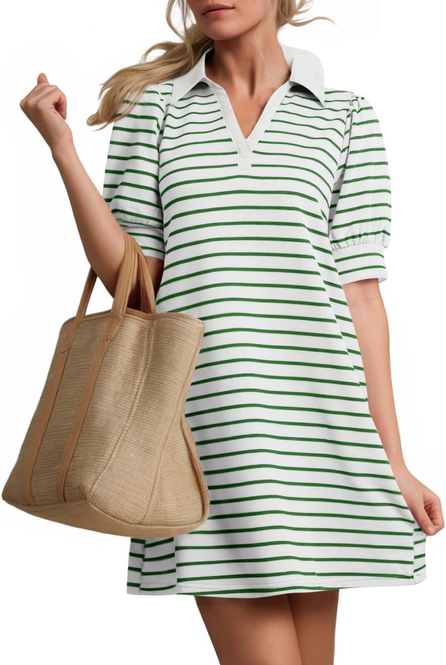 ZESICA Women's Summer Casual Striped Mini Dress for Every Occasion