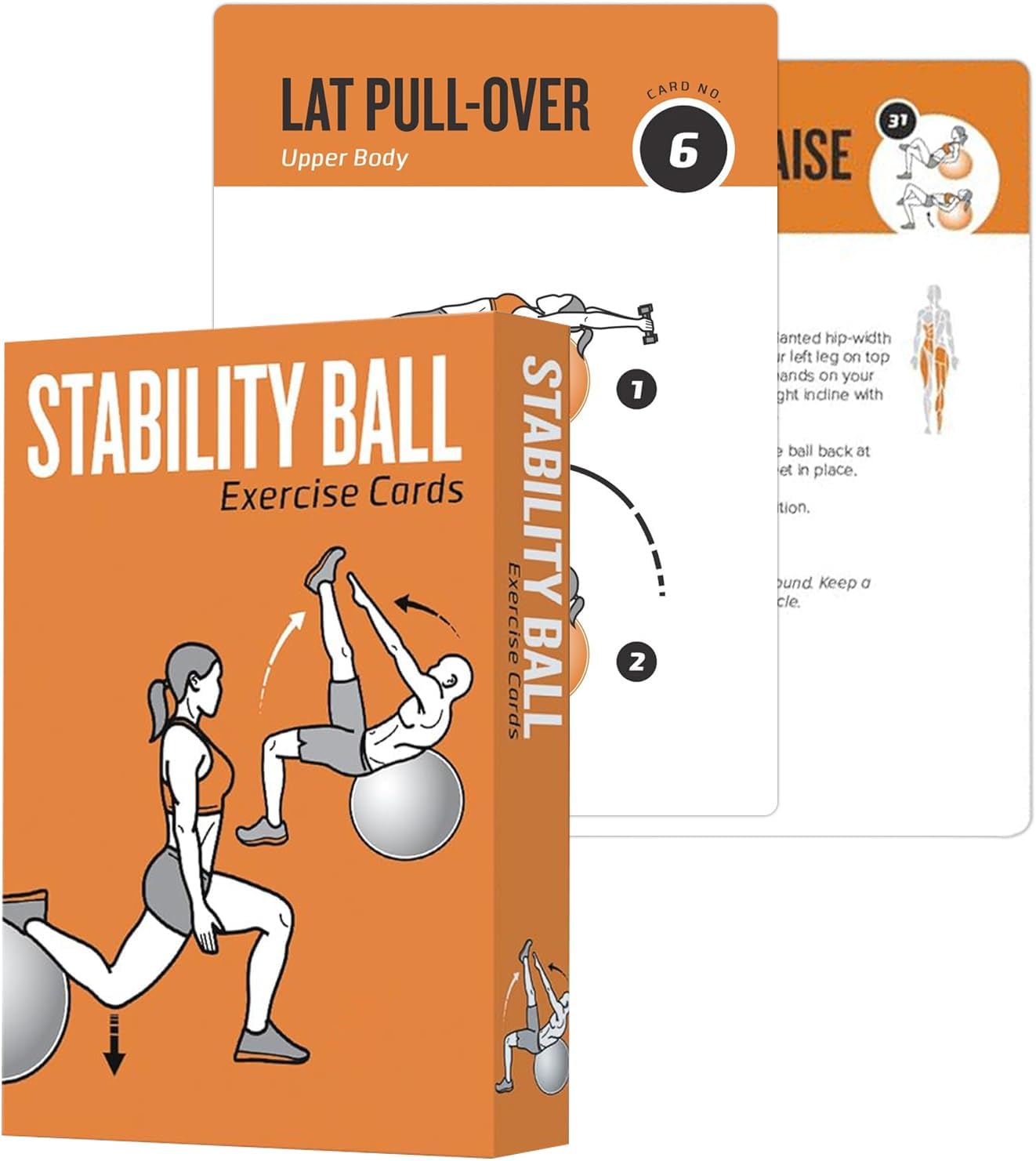 ELAORY Fitness Cards - 62 Stability Ball Exercises