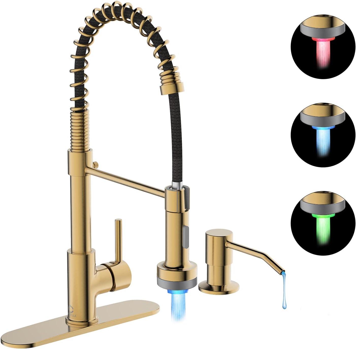 LED Kitchen Faucet with Soap Dispenser for Farmhouse RV Sinks