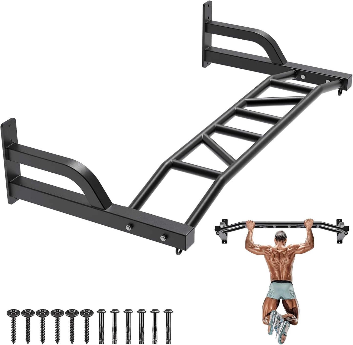 SELEWARE 48ft' Heavy Duty Pull Up Bar for Home Gym Workouts