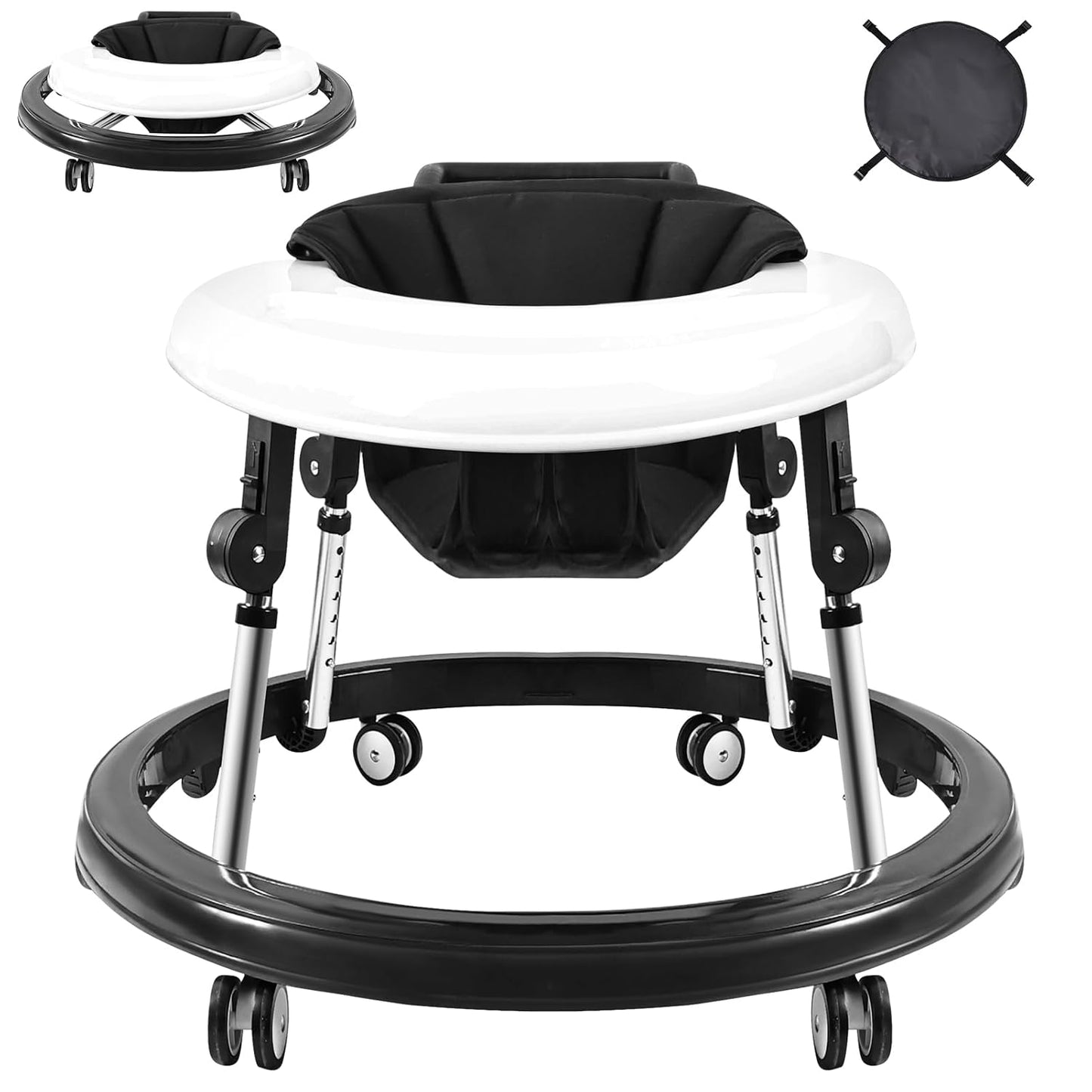9-Gear Foldable Baby Walker - Anti-Fall & Adjustable Height