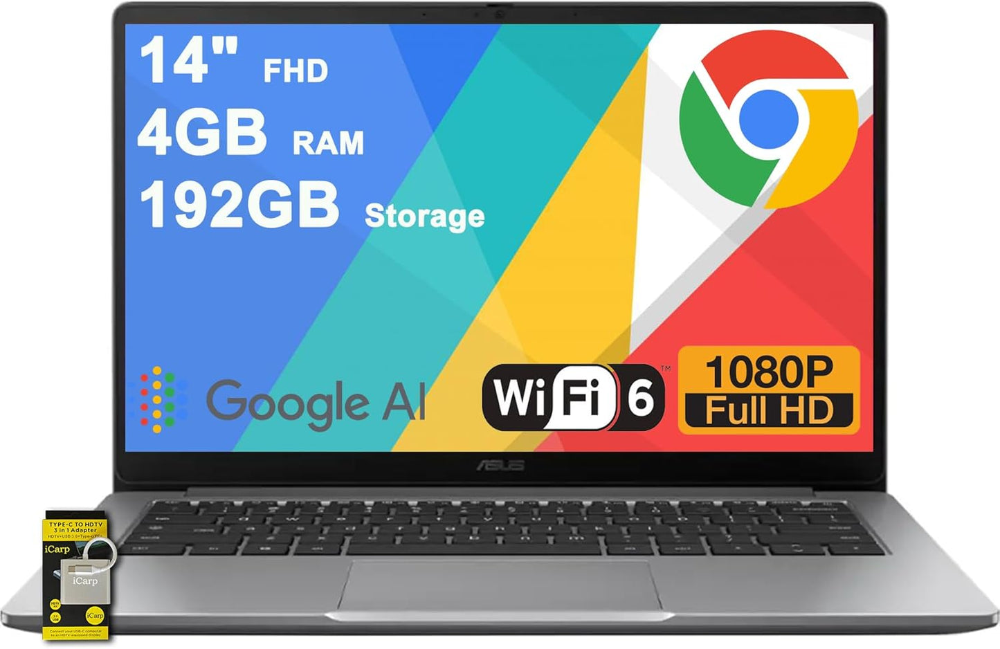 ASUS Chromebook CX14 Lightweight Student Laptop with FHD Display