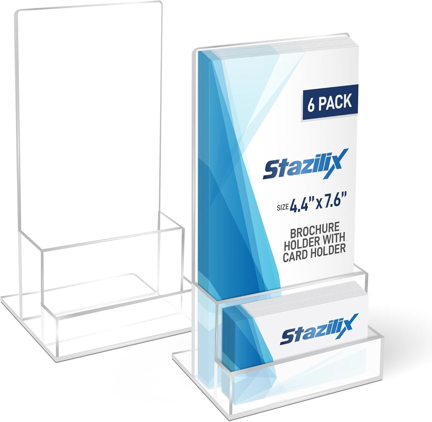 6 Pack Acrylic Brochure Holder for Business Cards and Flyers