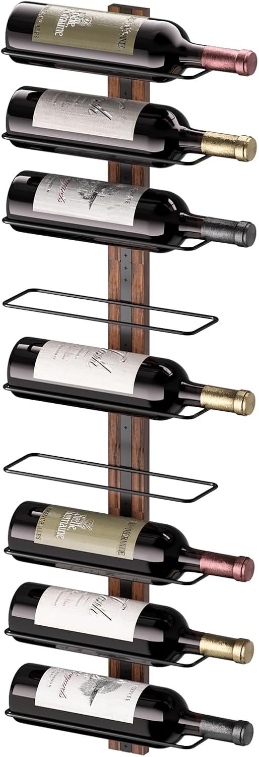 Sturdy Wall Mounted Wine Rack for 9 Bottles - Wood Design